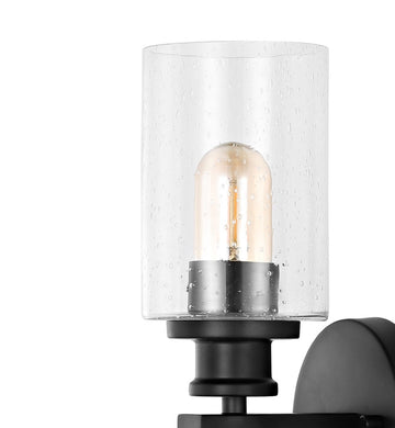 Jules Edison 16.5" Cylinder Iron/Seeded Glass Farmhouse Contemporary LED Wall Sconce - JONATHAN Y
